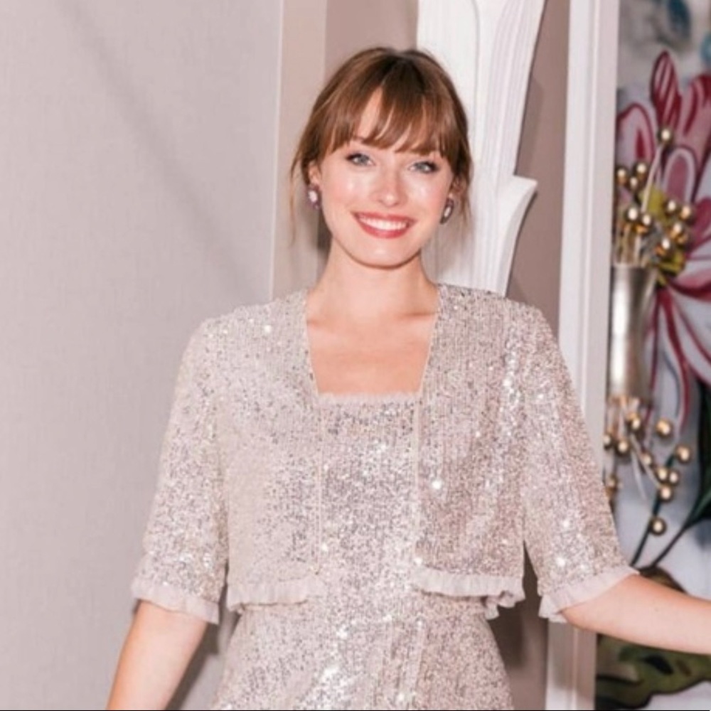 Girl Meets Glam cropped Silver Sequins Jacket XS/0